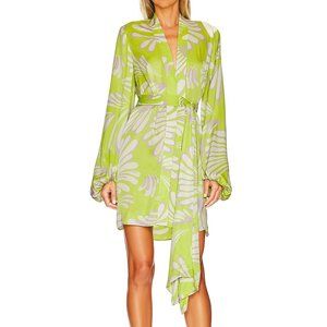 Alexis Karine Abstract Floral-Print Shirt Dress Belted